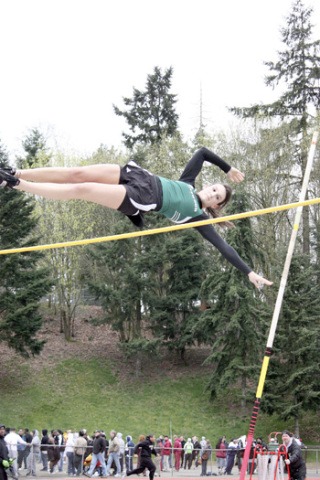 Kentwood senior Jamie Larsen was second in the pole vault at the Tacoma Invitational with a 9 1/2 feet vault.