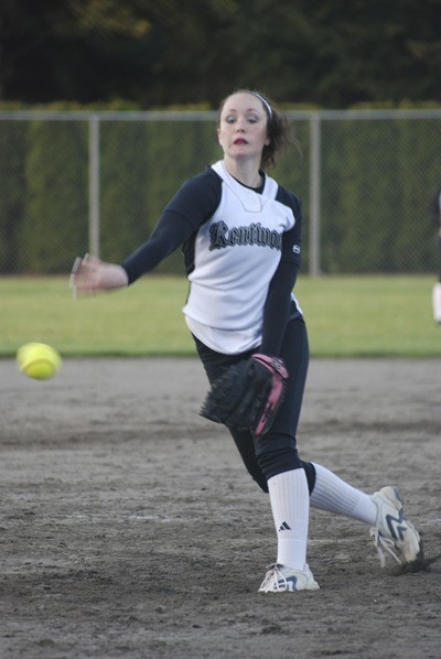 Kentwood’s Bethanny Pfaff threw 5 2/3 with four strikeouts in a win over Auburn Riverside.