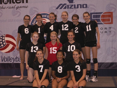 Kent Junior Volleyball U-14 team at the Junior Olympics. Front row