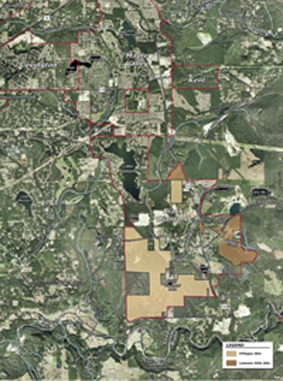 Map of Black Diamond showing The Villages and Lawson Hills sites.