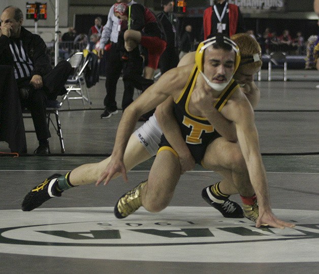 Tahoma High's Cruz Velasquez lost the 126 pound championship match 3-1 to Timmy Martinez in the Mat Classic Saturday