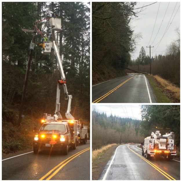 A downed tree on Wednesday afternoon caused electrical wires to land on a car with a woman and her children inside.