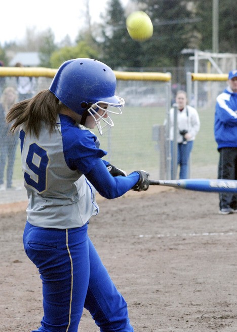 Hayley Beckstrom of Tahoma fouls off a pitch during the second inning of the game against Kentwood on Thursday. Tahoma won