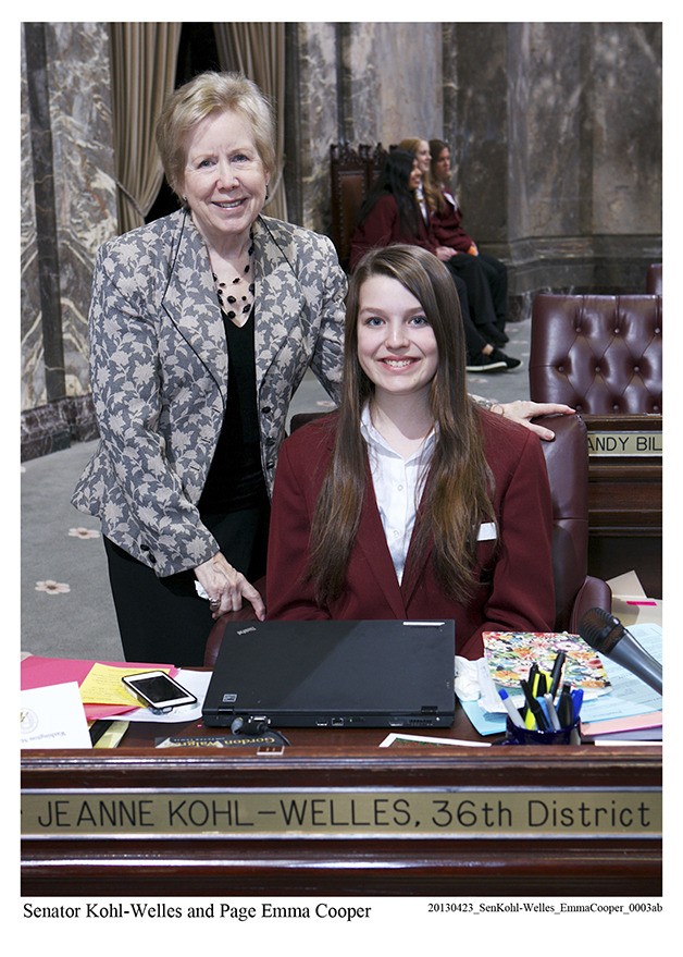 Emma Cooper recently served as a Washington state Senate page at the State Capitol in Olympia.