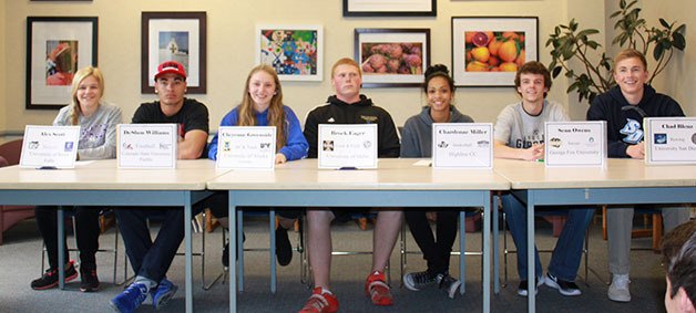 Tahoma High students signed letters of intent to play college sports on April 17.