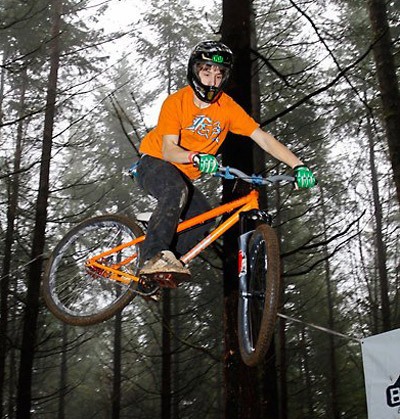 Cameron Nelson takes off from a jump at the Summit Ridge Freeride Park in Black Diamond.