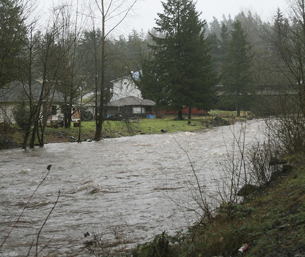 The Cedar River rose about 2 feet from Sunday night to Monday morning