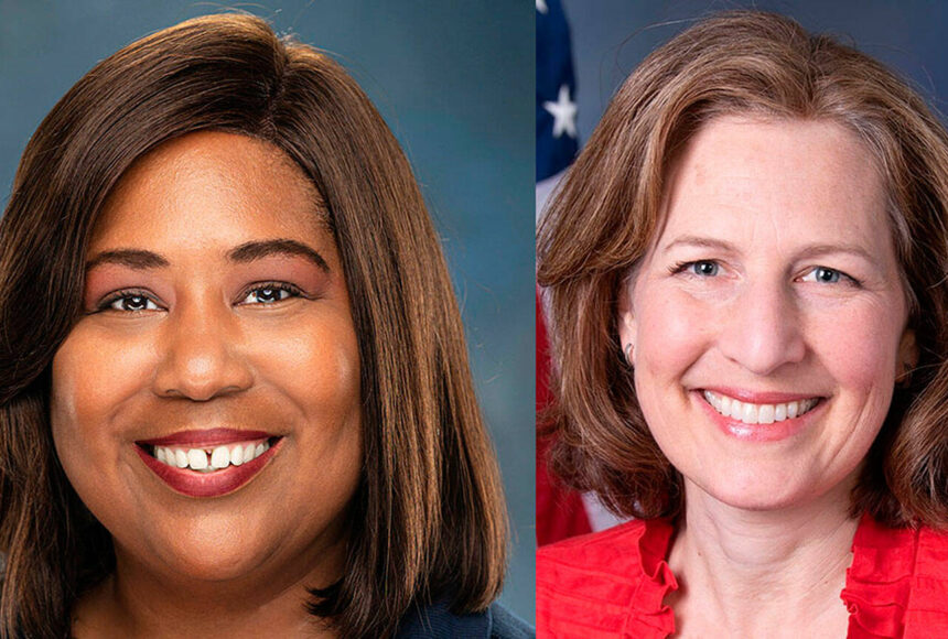 <p>Competing for the 8th Congressional District: Carmen Goers, left, and Kim Schrier. COURTESY PHOTOS</p>