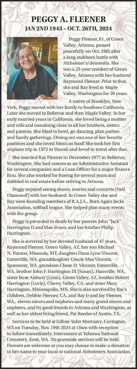 Peggy A. Fleener | Obituary