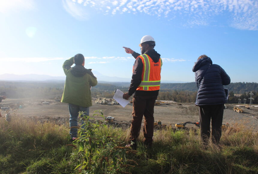 <p>Looking out over Cell 8 during the fall 2024 public tour of the Cedar Hills Regional Landfill. Photo by Bailey Jo Josie/Sound Publishing.</p>